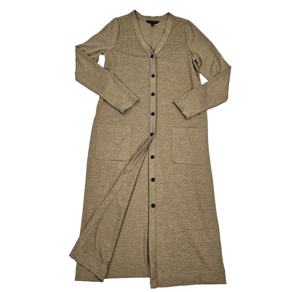 Banana Republic Duster Cardigan Sweater S Camel V-Neck Longline Button Front Tan